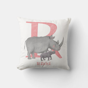 Animal ABC R is for rhino cushion