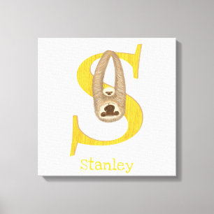 Animal ABC S is for sloth canvas print