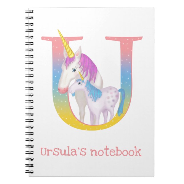 Animal ABC U is for unicorn notebook (Front)