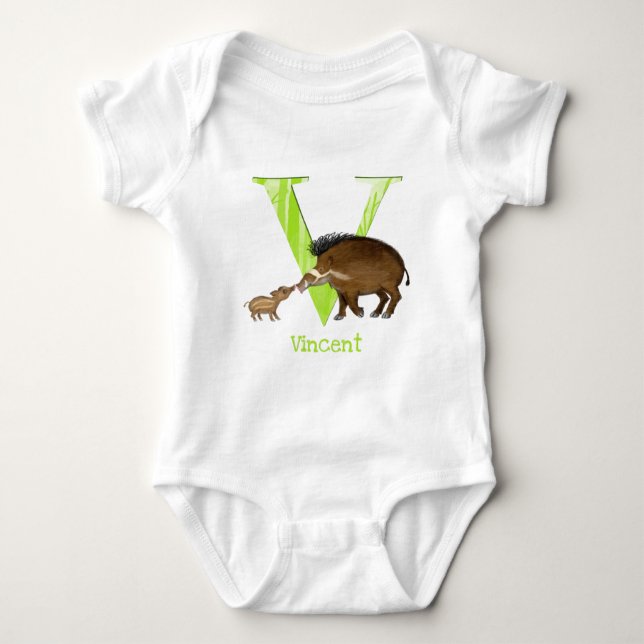 Animal ABC V is for Visayan warty pig bodysuit (Front)