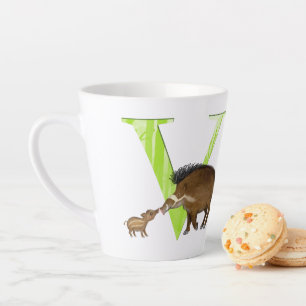 Animal ABC V is for Visayan warty pig latte mug