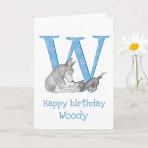 Animal ABC W is for wolf birthday card