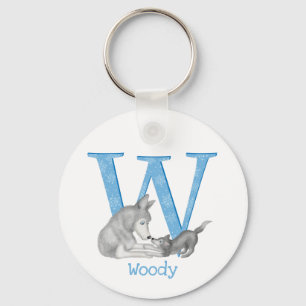 Animal ABC W is for wolf key ring