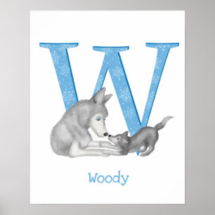 Animal ABC W is for wolf print