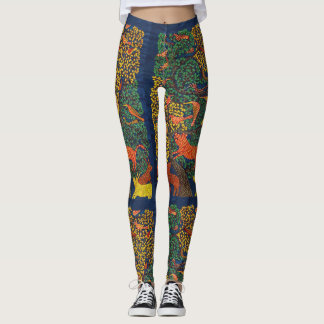 animal abstract botanical illustration leggings