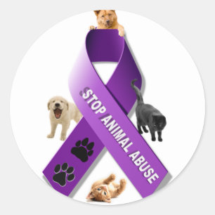 Animal Abuse Awareness Ribbon Classic Round Sticker