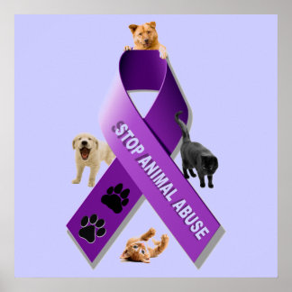 Animal Abuse Awareness Ribbon (Stop Animal Abuse) Poster