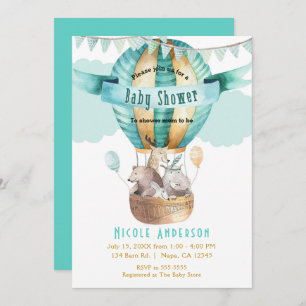 Animal Adventure Watercolor Boho Baby Shower Invitation