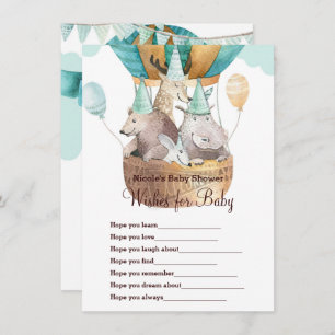 Animal Adventure Wishes for Baby Shower Game Invitation