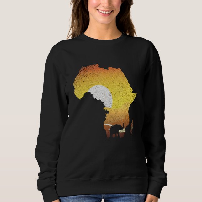 Animal Africa Safari Savanna Sunset Elephant Sweatshirt (Front)