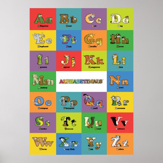 Animal Alphabet - Alphabetimals Poster | Zazzle.com.au