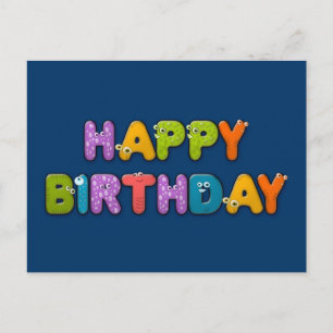 animal alphabet birthday postcard