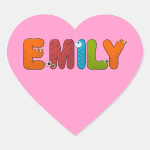 animal alphabet Emily Heart Sticker