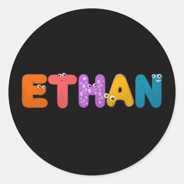 animal alphabet Ethan Classic Round Sticker (Front)