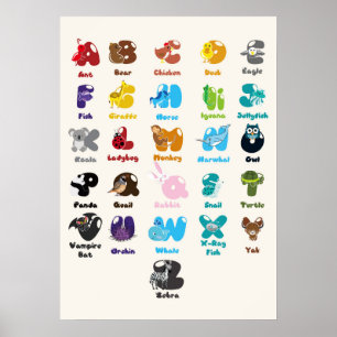 Animal Alphabet for Kids Education Poster