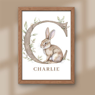 Animal Alphabet Letter C Kids Name Bunny Poster