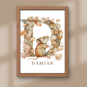 Animal Alphabet Letter D Kids Name Mouse Poster