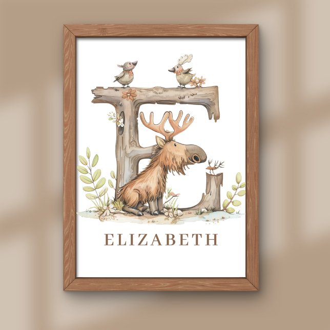 Animal Alphabet Letter E Kids Name Nursery Poster (Creator Uploaded)