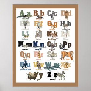 Animal Alphabet  Nursery and Kid's Wall Art Poster