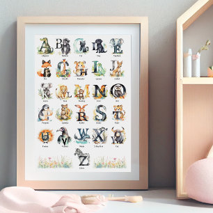 Animal Alphabet Nursery Art Poster