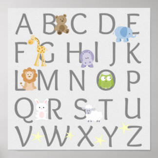 Animal Alphabet Nursery Poster