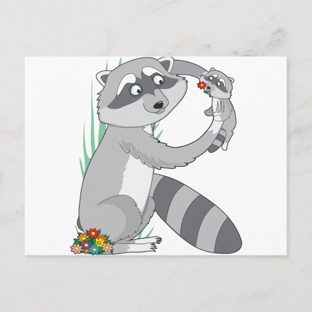 Animal Alphabet Racoon Postcard (Front)