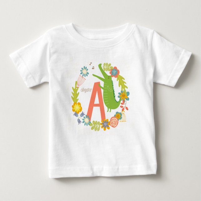 Animal Alphabet Series Alligator Letter A   Baby T-Shirt (Front)