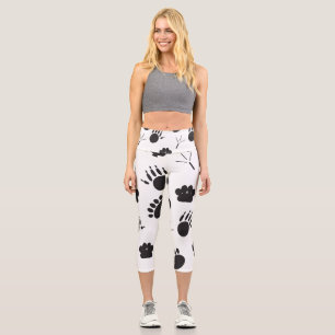 Animal and Bird Footprint Capri Leggings
