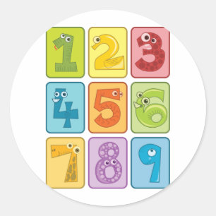 Animal and numbers classic round sticker