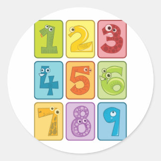Animal and numbers classic round sticker