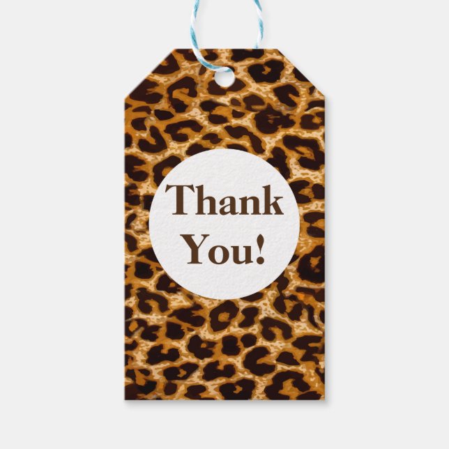 Animal, animal print, Leopard , thank you gift tag (Front)