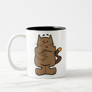 Animal Anthropomorphised Animals Cartoon Cat felin Two-Tone Coffee Mug