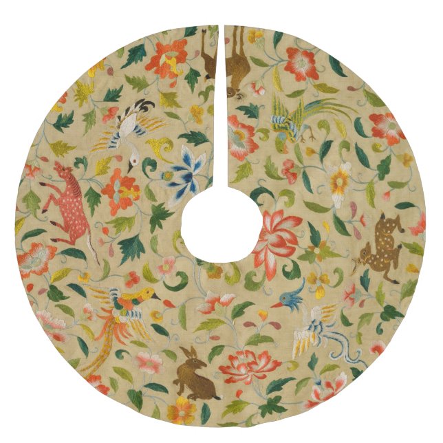 Animal Antique Horse Bird Deer Rabbit Brushed Polyester Tree Skirt (Front)