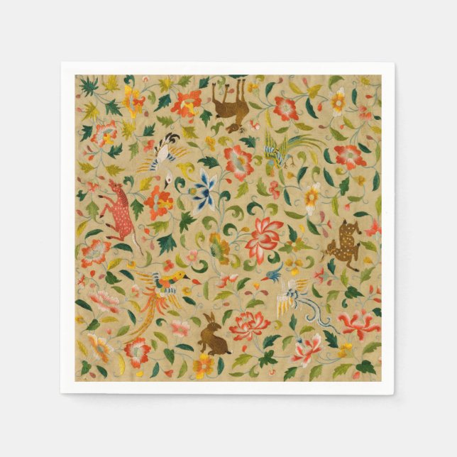 Animal Antique Horse Bird Deer Rabbit Napkin (Front)