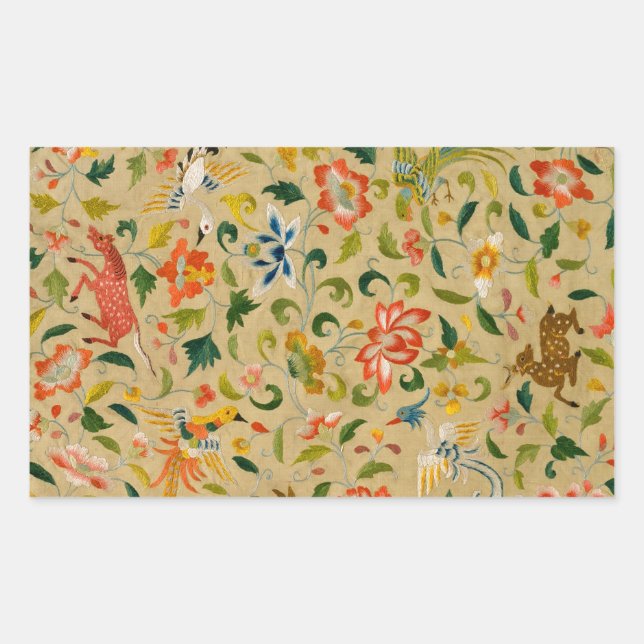 Animal Antique Horse Bird Deer Rabbit Rectangular Sticker (Front)