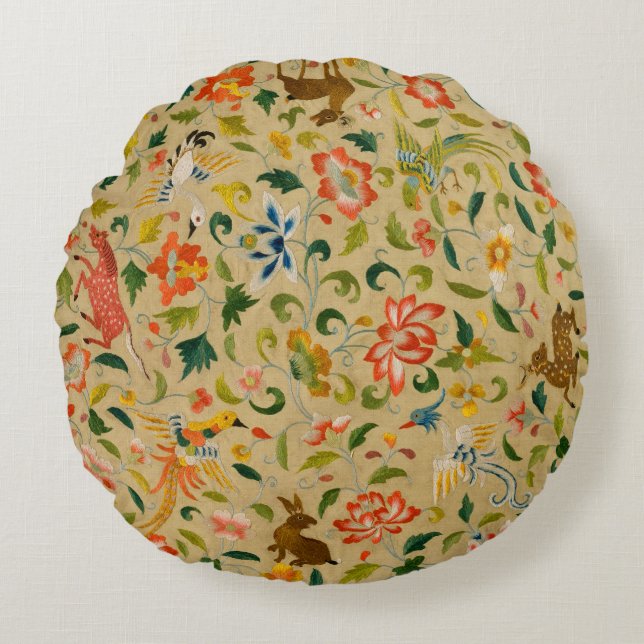 Animal Antique Horse Bird Deer Rabbit Round Cushion (Front)