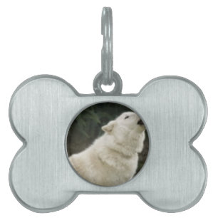 animal arctic wolf howling wild forest park miss u pet ID tag
