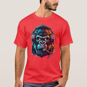 Animal Art Gorilla with Headphone friends T-Shirt