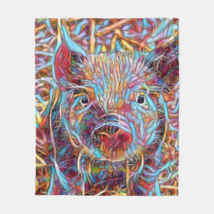 Animal ArtStudio- funky piglet Fleece Blanket