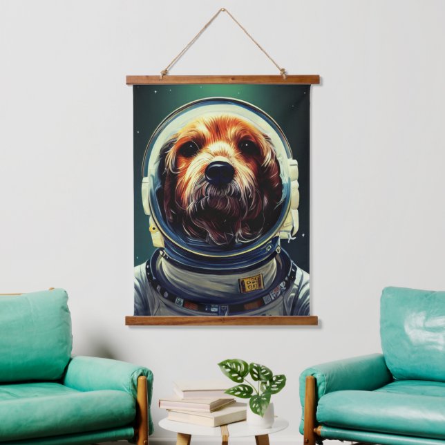 Animal Astronaut Space walk, Universe, space, dog Hanging Tapestry (Living Room)