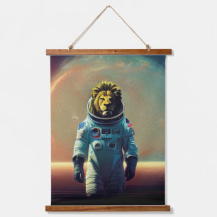 Animal Astronaut Space walk, Universe, space, lion Hanging Tapestry
