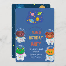 Animal Astronauts Birthday Invitation