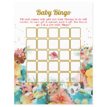 Animal Baby Bingo And Name Race Baby Shower Game