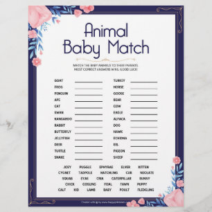 Animal Baby Match [Floral Frame] Custom Letterhead