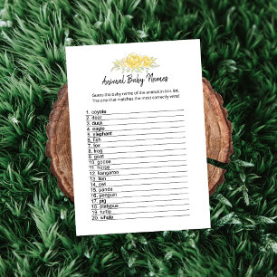 Animal Baby Names Teddy Bear Card