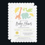 Animal Baby Shower, Gender Neutral Invitation<br><div class="desc">This gender neutral baby shower invitation features hand lettered "Baby Shower" and your information in a grid style on the front, surrounded by baby animals in soft gender neutral colours. The back has coordinating coloured polka dots. Use the template form to add your shower details. The Customise feature allows you...</div>