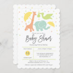 Animal Baby Shower, Gender Neutral Invitation<br><div class="desc">This gender neutral baby shower invitation features hand lettered "Baby Shower" and your information in a grid style on the front, surrounded by baby animals in soft gender neutral colours. The back has coordinating coloured polka dots. Use the template form to add your shower details. The Customise feature allows you...</div>