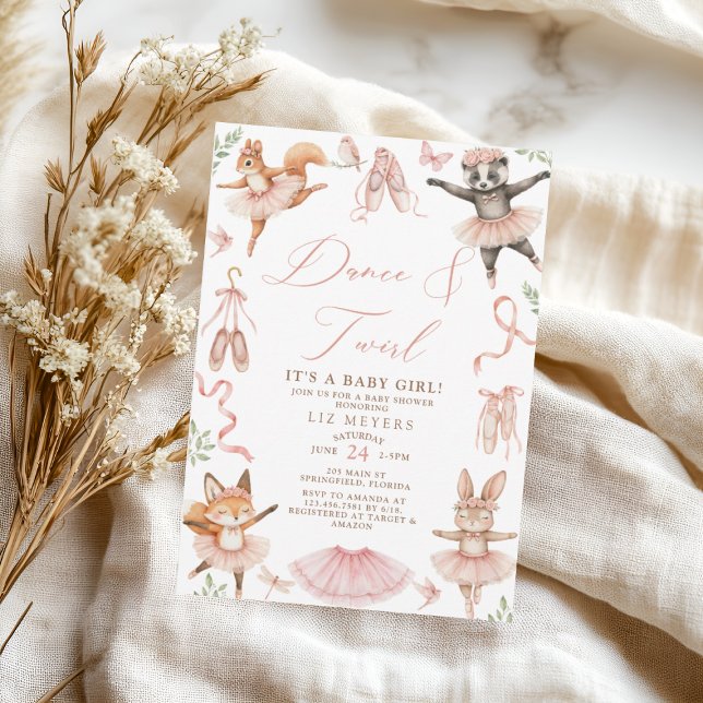 Animal Ballerinas Girl Baby Shower  Invitation (Creator Uploaded)