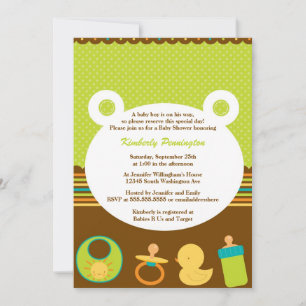 Animal bear boy's baby shower party invitation