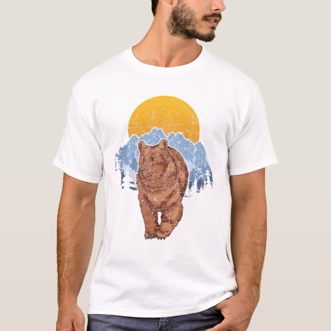 Animal Bear Lover Outdoor Mountain Sunset Nature B T-Shirt (Front)